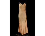 Size 6 1930s Full Slip - Small 30s Bias Cut Rayon Backless Slip - Long Evening Ankle Length - Peach Pink Movie Star Lingerie - Bust 34