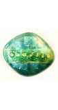 Objet D'Art 1960s Green & Teal Pin Converts to Pendant - Spring Green Beatnik Brooch - Artsy Craftsy Decoupage - 60s Glossy Enamel - 38371