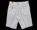 Teen Boy's 1960s Shorts - Size 18 Preppy Plaid Bermuda Shorts - Blue White Black - 60s Summer Ivy League Classic Deadstock NWT - Waist 28.5