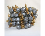 Steel & Gold Aquatic Style Coil Bracelet - Spring - Metallic Gray 1950s Rockabilly Resort Chic - Coral Look - Glamour Girl - 40241-1