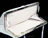 Metallic Silver Lamé Evening Purse - Formal Handbag - 1960s Bag with Chain Strap Handle - Mid Century Cocktail Hour - 60s Chic - 41487
