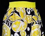 Size 4 Maxi Dress with Hot Pants - Sleeveless 60s 70s Yellow & Black Summer - Psychedelic Butterfly Print Satin - Faux Halter Neck - Bust 33