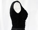 Size 12 1950s Bombshell Dress - Black Marilyn Wiggle Sheath - Sexy Italian Fitted - 50s Ruching & Swag - Luisa Spagnoli Italy - Bust 44