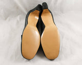 Size 8 Black Pumps - Very Mod Glossy Shoes with Sleek Silver Tone Buckle - Minimalist 60s Secretary Style - NOS 1960s Deadstock - 47874-2