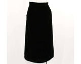 Size 4 50s Skirt - Classic Early 1950s Black Velveteen Skirt with Pockets - Small Tailored Velvety Cotton A-Line Office Wear - Waist 25