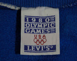 Men's XS 1980s Levi's Sweater - Long Sleeve 1980 USA Olympics Mens Blue Sweatshirt - Retro Levis Denim Label - Small Athletic Top - Chest 37