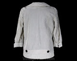 Size 10 1960s Jacket - Medium Black & White Seersucker Style Striped Casual Blazer - 50s 60s Mid Century NWT Deadstock - Bust 40.5