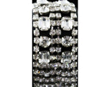 Glam 50s Bracelet - 1950s Clear Rhinestone Formal Evening - Glamorous Movie Star Style Jewelry - 50s Rhinestones Flexible Silvertone Metal