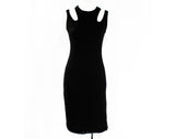 Size 4 Minimalist Dress - Sleeveless Black Cotton Knit by Japanese Designer Junko Koshino - 1920s Sport & Swim Inspired Cutouts - Bust 33