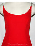 Size 4 Red Crepe Cocktail Dress with Rhinestone Straps - 1920s Look - Flapper Style - Designer Victor Costa - 1980s Design - Bust 34 - 33581
