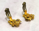 Glam 1950s Filigree Flower Earrings by 'Mistar Bijoux' - Clip On - Goldtone Metal & Citrine - 50s Bombshell - Stunning Glamour - 34701