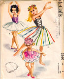 1959 Girl's Ballet Costume Sewing Pattern - 1950s Size 4 Little Girls Ballerina Outfit - Leotard Bodice & Tutu Skirt - Chest 23 McCall 2360