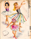 1959 Girl's Ballet Costume Sewing Pattern - 1950s Size 4 Little Girls Ballerina Outfit - Leotard Bodice & Tutu Skirt - Chest 23 McCall 2360