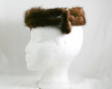 Mink Fur Hat - 1950s 1960s Furry Brown Halo Style Winter Headwear Millinery - Open Top - Genuine Fur - Mint Condition - 50s 60s - 41310