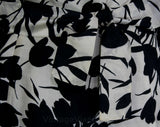 Size 8 Silk Dress - 1950s Black & White Tulip Print Floral - Chic 50s Summer Fitted Bodice and A Line Skirt - Original Belt - Waist 27