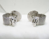 Big Bold Cufflinks - Faceted Gray Glass & Silver Hue Metal - 1960s Men's Cuff Links - 60s Pimp Style Jewelry - Nugget Like Metal - Gift Idea