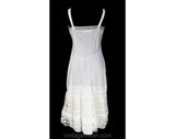 Size 0 Vintage Full Slip - 1950s White Sheer Lingerie - 50s Pure White Fancy Dress Slip by Aristocraft - Sheer Shirred Nylon Flounce Hem NOS