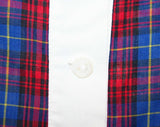 FINAL SALE Girls 1950s White Shirt - Size 3T - Blue & Red Plaid Trim - Short Sleeved 50s Girl's Top - Summer - Childrens - Rick Rack Ruffles