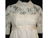 Size 4 Wedding Dress - Exquisite 1960s Chantilly Lace Bridal Gown with Detachable Train - Small 60s Wedding Deadstock - Bust 33 - 32762-1