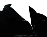 Size 10 Black 1980s Catsuit - Powerful Iconic Grace Jones Style 1-Piece Pantsuit - Medium 80s 90s Jumpsuit - Knit with Zip Front - Deadstock