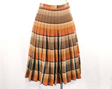 Size 6 Brown Plaid Skirt - Autumn Hued Wool 50s Pleated A-Line - Completely Reversible - 1950s Schoolgirl Toffee Tan Gray Black - Waist 26.5