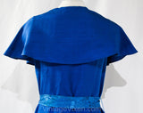 Small 1930s Jacket with Figural Birds Buckle - Authentic 30's Cobalt Blue Silk Wrap - Romantic Shawl Collar - Brocade Belt - Early Plastic