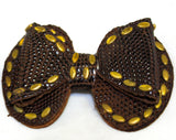 Size 6 Brown 40s Shoes with Decorative Clips - Unworn 1940s Beautiful Leather 3 1/2 Inch Heels - Fall Autumn Deadstock - Deco Reptile Bows