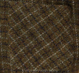 Men's Large Wool Shirt Jacket - 1950s 60s Sage Brown Tweed Men's Long Sleeve Plaid Lumberjack - Quilted Lining - Fall Winter - Chest 46
