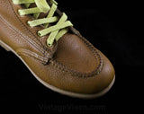 Boys Brown Hiking Boots - Boy's Size 3 1/2 - Authentic 1970s Boot - Acme 60s 70s Leather Boots - 3.5 D Width - NOS Hawk Eye Deadstock In Box