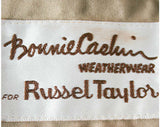 Large Bonnie Cashin 1960s Tan Trench Style Coat - 60s Designer Lightweight Coat - Fall Overcoat with Red Lining - Bust 41.5 - 40574-1