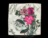 Asian Koi Fish Pillow Case - 60s 70s Thai Silk Novelty Print - Tropical Botanical Pink & Blue Gray - Square 16" Decorator Pillowcase Cover