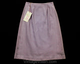 XXS 60s Lavender Skirt - Lilac Pastel Purple Wool - Classic 1960s Office Secretary - Size 00 Tailored A-Line - Waist 22.5 - NWT Deadstock