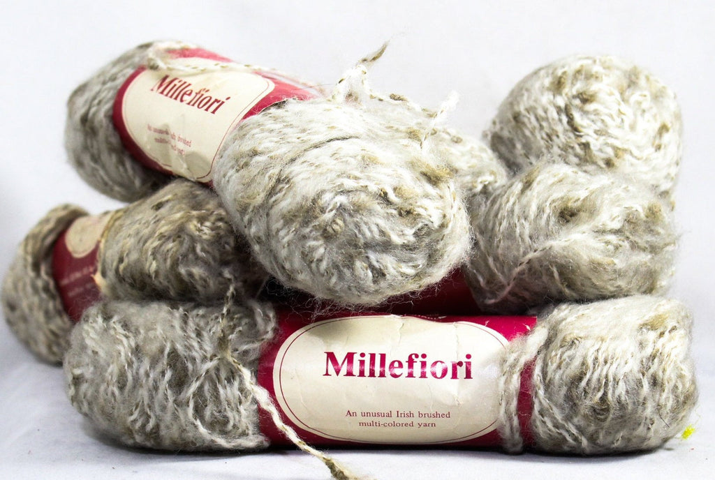 Brindled Brown Wool Yarn - One Single Skein 1.75 Ounces 50 Grams - Off White Tan Irish Knitting Fiber Arts - Variegated Fluffy Lofty Blend
