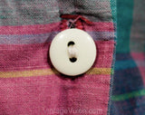 Size 6 DVF Summer Dress & Belt - 1980s Diane von Furstenberg Pink and Turquoise Blue Cotton Plaid Shirtwaist - Breezy Resort Chic - Bust 34