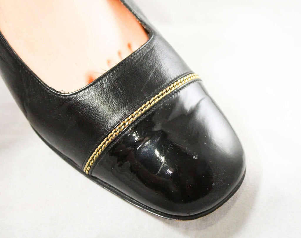 US Size 9 Celine Designer Shoes - Classic Black Leather Pumps with Pat –  Vintage Vixen Clothing