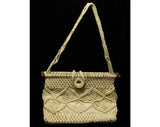 Cute Macramè Purse with Short Shoulder Strap - 70's Hippie Bag - Bohemian Summer Handbag - 1970s Boho Casual Chic - Button Style Closure