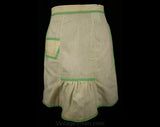 1930s Butter Seersucker Apron with Mint Trim - 30s Half Apron - Small - Spring - Yellow - Excellent Condition - Waist up to 20 - 30495-1