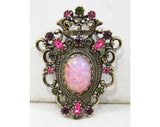 Regal Princess Brooch - Easter Egg Cabochon - Sarah Coventry - 1960s - Pink & Purple - Crest - Rhinestones - Converts to Pendant - 42600
