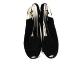 Size 5.5 1930s Black Suede Peep Toe Shoes with Avant Garde Art Deco Bows - Glam Authentic 30s 40s High Heels - Deadstock MISMATCH 5 1/2 & 6