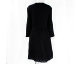 Size 10 Italian Wool Dress - 1960s Black Asymmetric Cabled Sweater Knit by Cadillac - Long Sleeve - Top Quality 60s NWT Deadstock - Bust 37