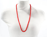 Red 1930s Glass Necklace - Flapper Era 20s 30s Cherry Primary Red Faceted Beads - Hand Strung Beautiful Single Strand - Matching Clasp