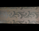 9 Yards 40s Satin Brocade Fabric - Elegant 1940s Rayon Neutral Upholstery Weight Yardage - Putty Pink & Light Gray Deco Flourish Scrollwork