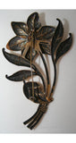 Elegant 1940s Gold Metal on Sterling Flower Pin with Sapphire Glass - Brooch - Winter - Goldtone Metal - 1940s Elegance - 28145-1