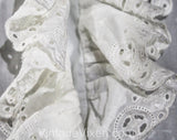 Size 12 1960s White Cotton Blouse with Frilly Eyelet Collar & Cuffs - Large Tailored 60s Summer Shirt with Antique Appeal - Bust 38.5