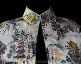 Asian Brocade 1940s Jacket - WWII Era Mandarin Collar 40s Formal Coat with Matching Handbag - Medium Large - Tassels - Pagoda Novelty Print