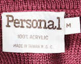 Size 6 Mauve Sweater - Rouge Plum Late 70s 80s Long Sleeved Knit Top - Small Casual Pullover - NWT Mint Condition - Boho Hippie - Bust 34