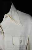 Size 6 White Suit - 1970s Linen Jacket Skirt & Snake Belt - Original Price Tag 215 Dollars - 70s Designer Mollie Parnis Deadstock - 33664