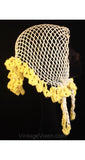 Terrific 1940s Fish Net Head Scarf with Fluffy Yellow Trim - Casual 40s Kerchief - Deadstock - Spring - Summer - Peasant Chic - 35906-1