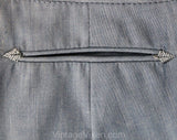 Size 6 1950s Tailored Skirt - 50s 60s Slate Blue Cotton Chambray A-Line Skirt with Welt Pocket - Secretary Chic - Waist 25.5 - Deadstock NWT