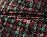 Size 4 1950s Pencil Skirt - Chic 50s 60s Shaggy Wool Plaid - Red Green Gray & Black - Terrific Secretary Style with Pocket - Waist 24.5